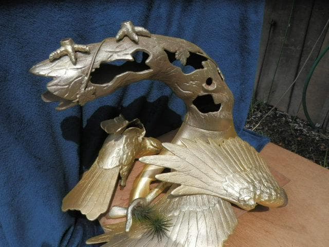 ゴールド松鷹（高47.5cm）鋳鉄製 鷹の置物14.6kg