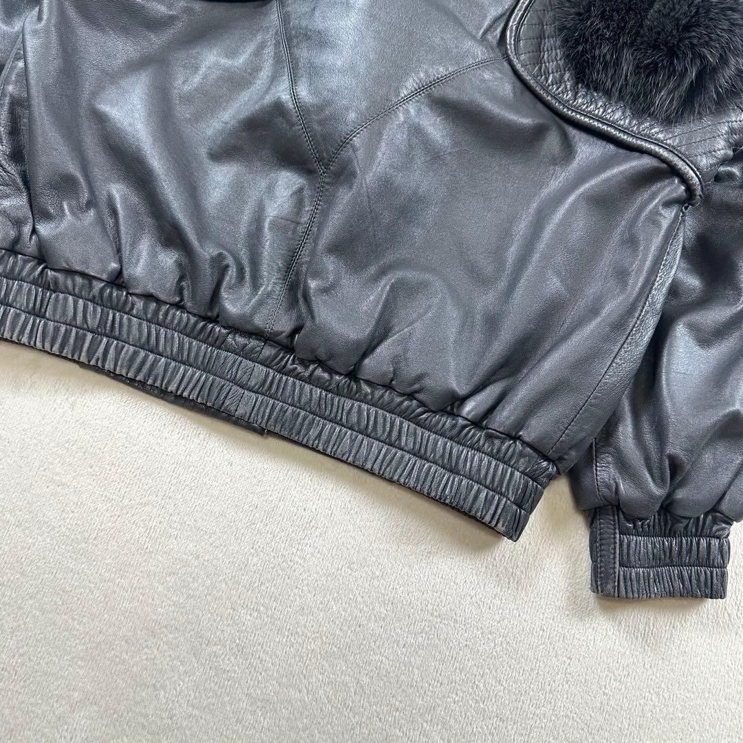 稀少✨ライダース　ラムレザー　カラーフォックス ファーコート 毛皮 グレー系