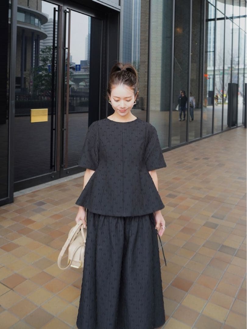 HYEON ヘヨン tsubutsubu blouse black×black