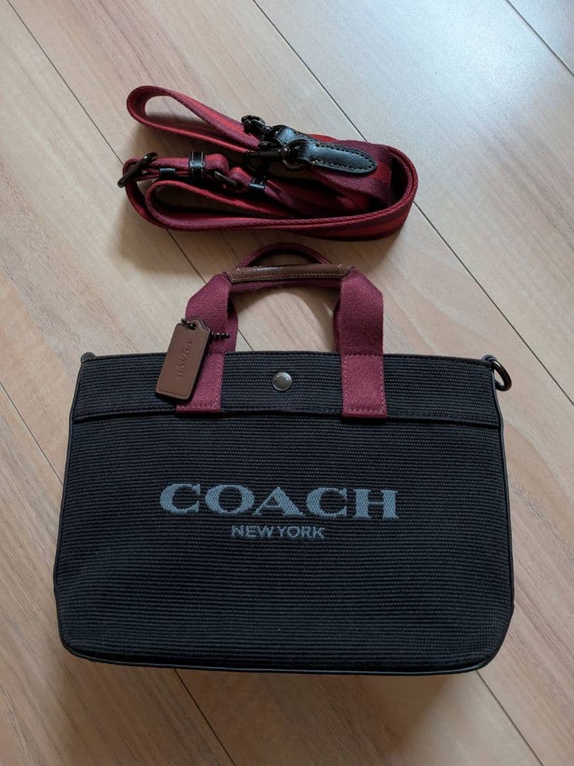 COACH ブラック バーガンディ トートバッグ