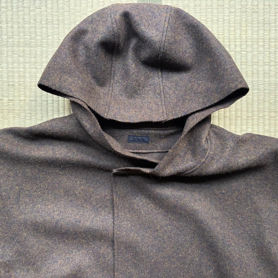 MITTAN 圧縮ウールニットフードコート 緑杢 サイズ2