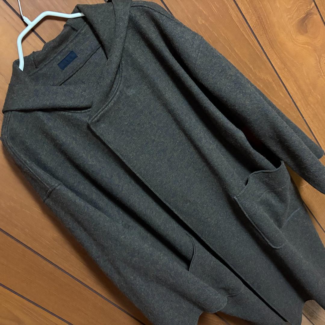 MITTAN 圧縮ウールニットフードコート 緑杢 サイズ2