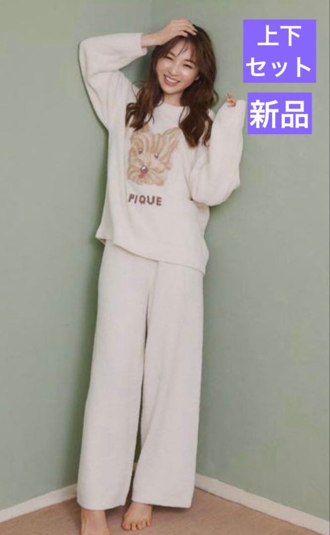 【新品】ジェラートピケメレンゲドッグ柄プルオーバー＆ロングパンツヨークシャテリア