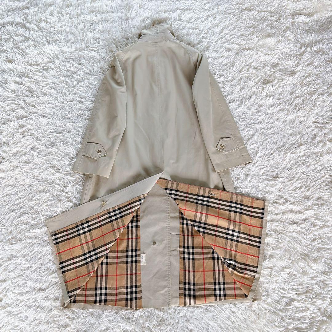 希少✨【バーバリーズ】ステンカラーコート ノバチェック ライトベージュカーキ L