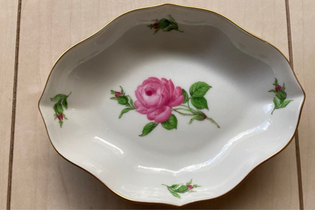 マイセン　ピンクローズ小皿