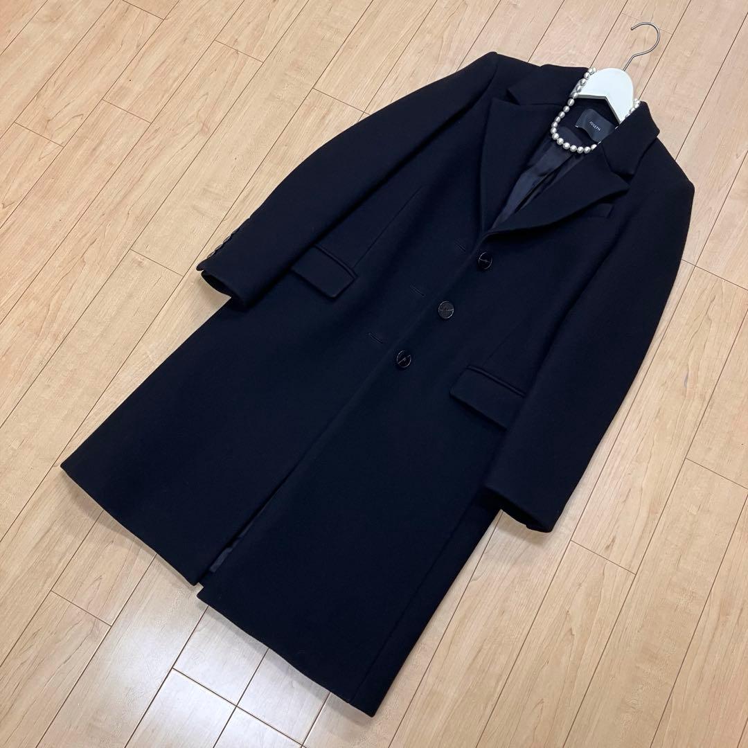 未使用JOSEPH◆カシミヤ混シングルコート36黒14万 美ライン定番品