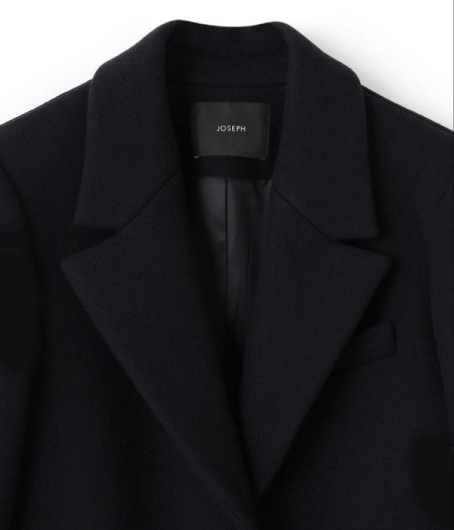 未使用JOSEPH◆カシミヤ混シングルコート36黒14万 美ライン定番品
