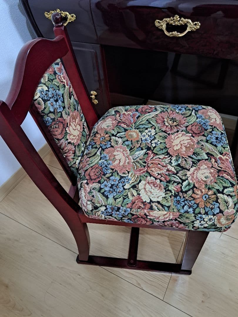 フランスミラー　ヴィンテージ丸二鏡台ドレッサーアンティーク ※椅子セット販売