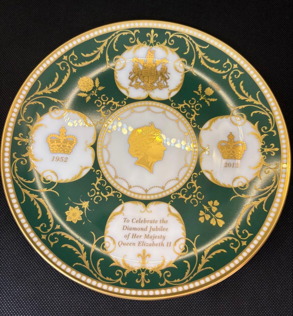 ハロッズ エリザベス女王 ダイヤモンドジュビリー プレート グリーン