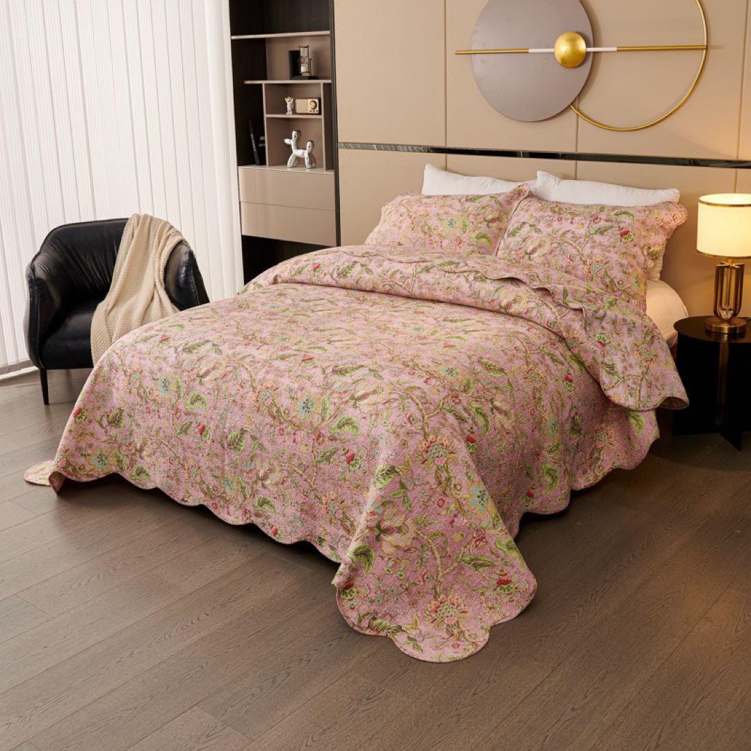 キルトベッドカバー3点セット綿マルチカバー キルティング MBHF01