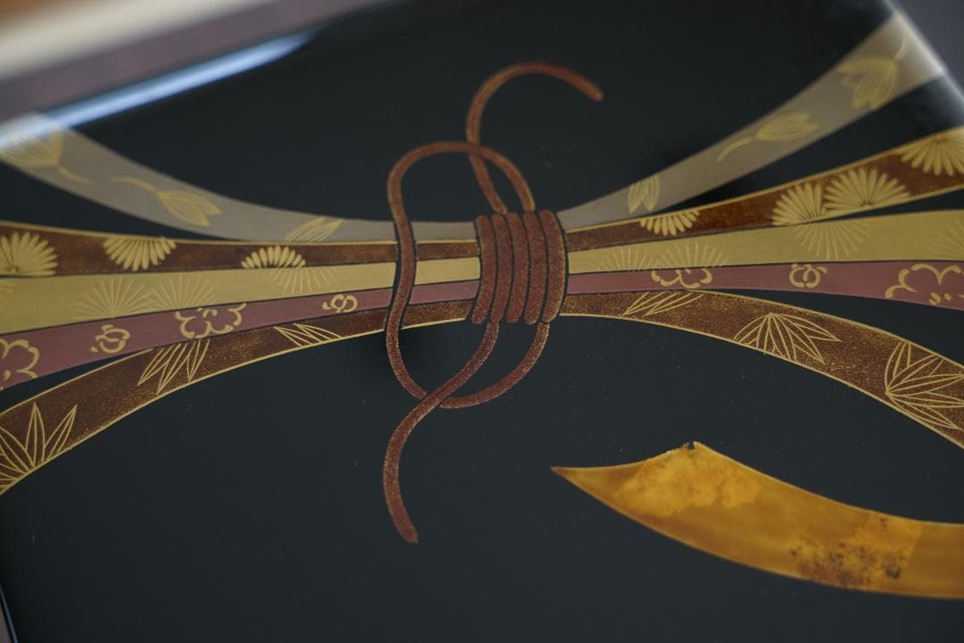 輪島塗　前田松斎作　熨斗蒔絵三段重箱