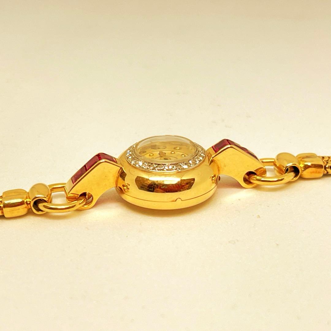 14k 金無垢　ルビー　ダイアモンド　アナログ腕時計 ビンテージ　Tiffany