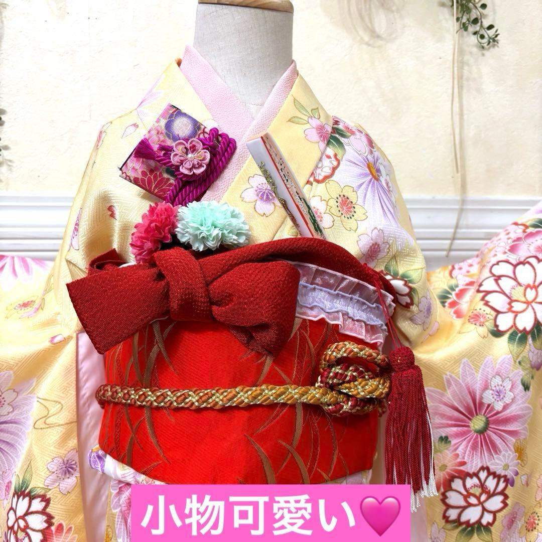 七五三七歳‼️完全フルセット‼️薄イエローに花々キラキラ‼️お家からは揃えるなし