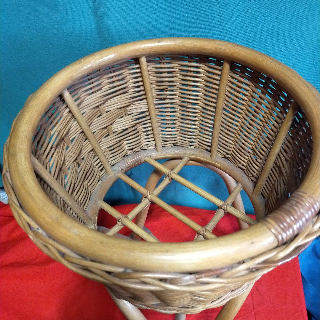 昭和レトロ・ラタン・籐籠・脱衣かご・ガーデニング・鉢かご・バスケット