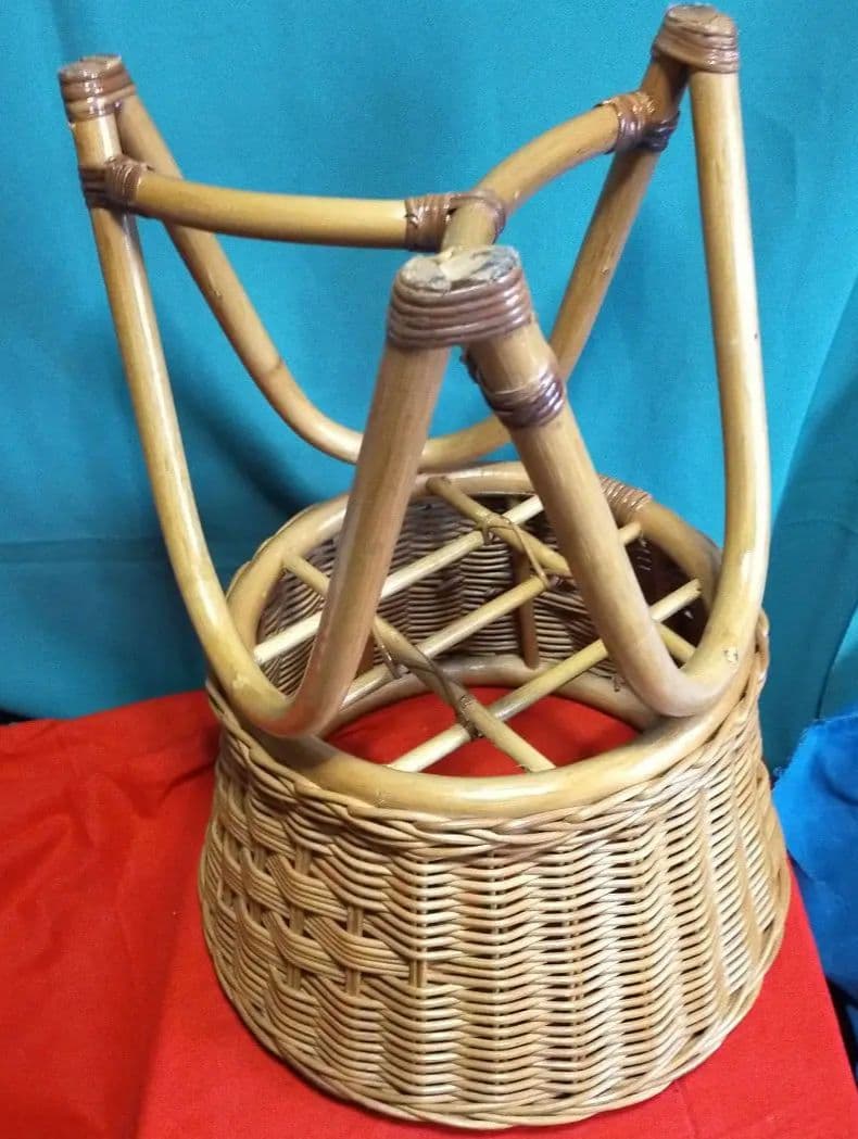 昭和レトロ・ラタン・籐籠・脱衣かご・ガーデニング・鉢かご・バスケット