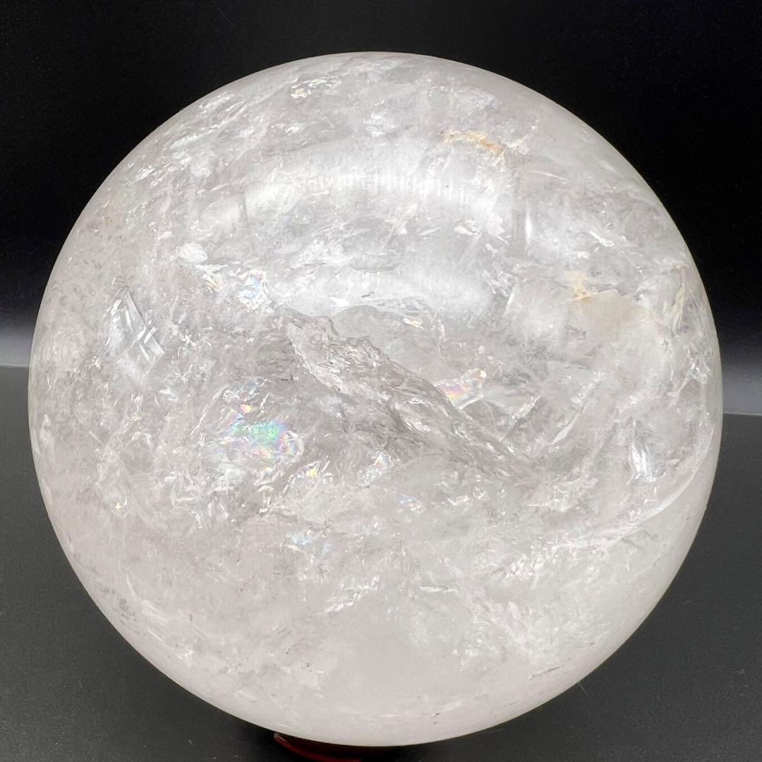 ✳️クラック超ギラギラ☆美煌ハイクオリティ極大玉✨レインボー ヒマラヤ水晶 丸玉