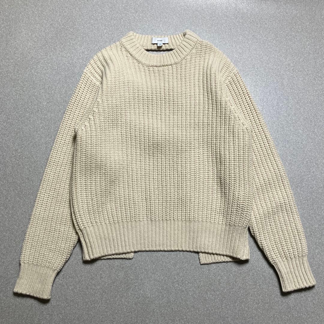 【美品✨近年モデル】HYKE 片畦編み ニット 背あき ウール100% ハイク