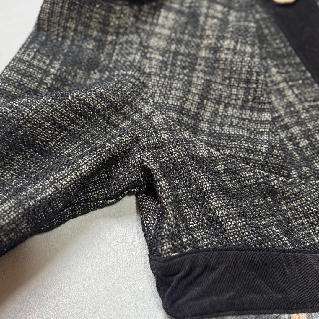 アルベロベロ ブタさん チェック柄 ラメジャケット 異素材 切替 フレア コート