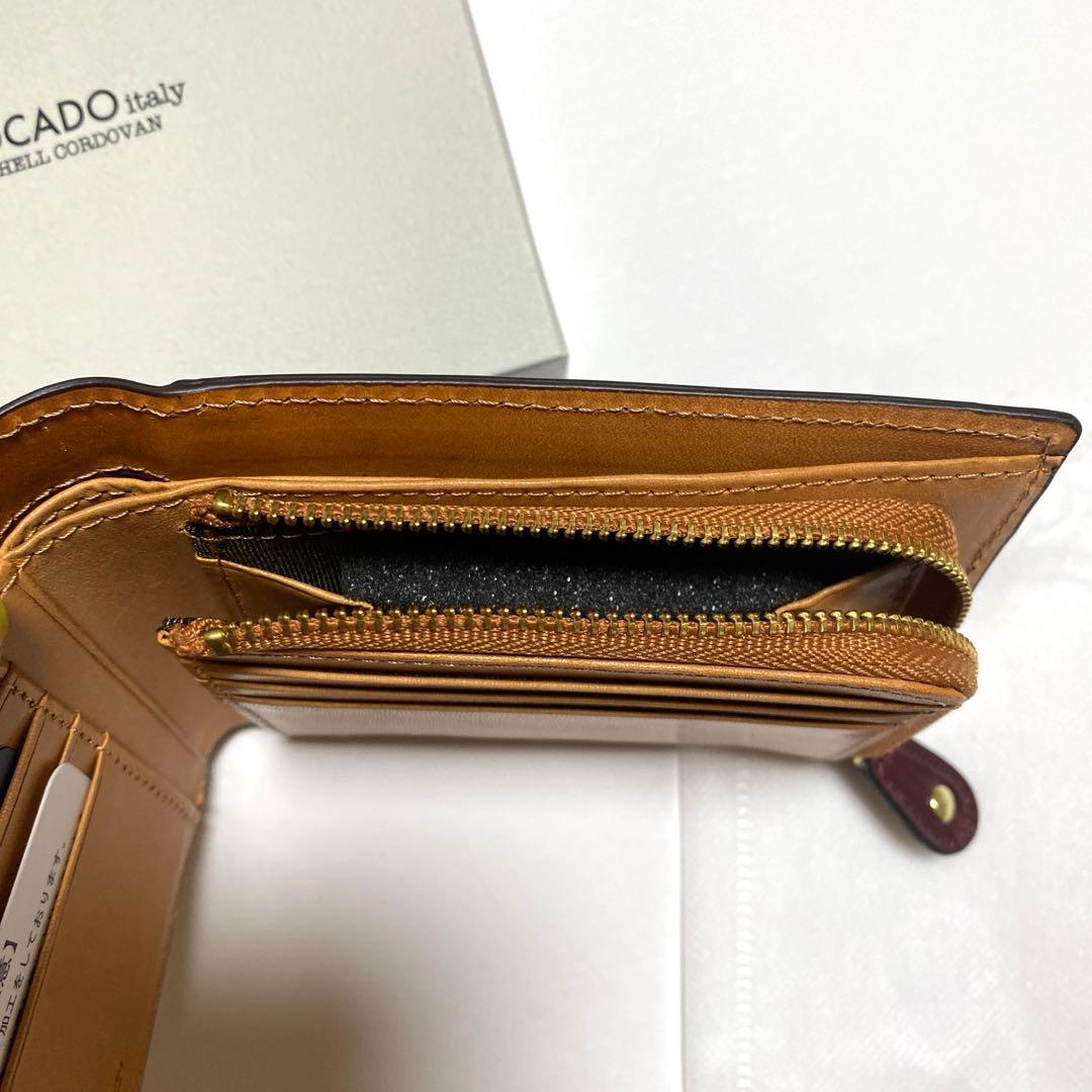 ROCADO ロカド シェルコードバン 二つ折り財布 ファスナー付き小銭入れ