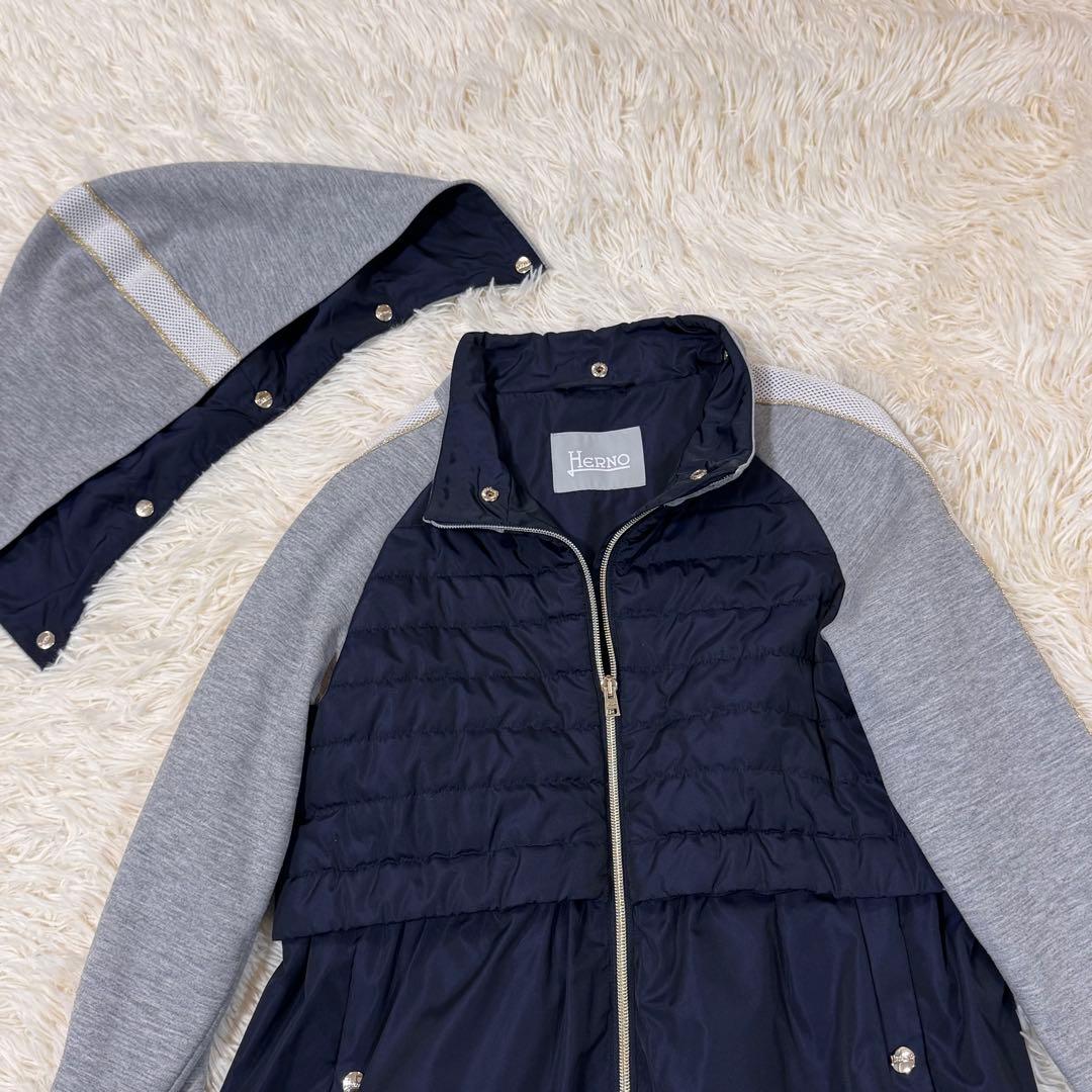 極美品 HERNO フード付きスプリングコート 14A 大人 2way 中綿