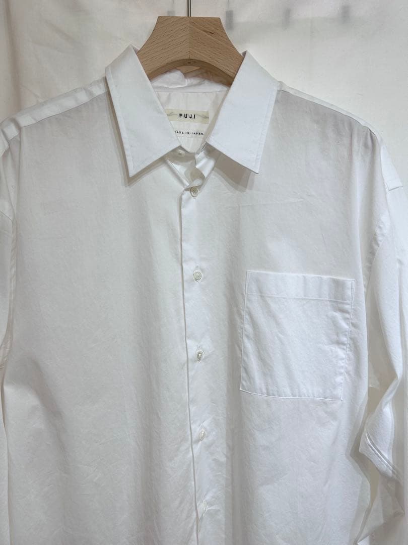 美品 FUJI 上質コットンツイル 白シャツ size5 日本製