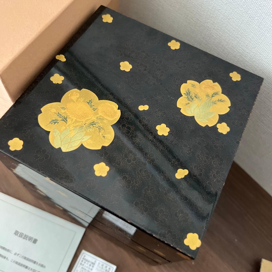 重箱　宮本産業 花友禅　5.0三段重　黒