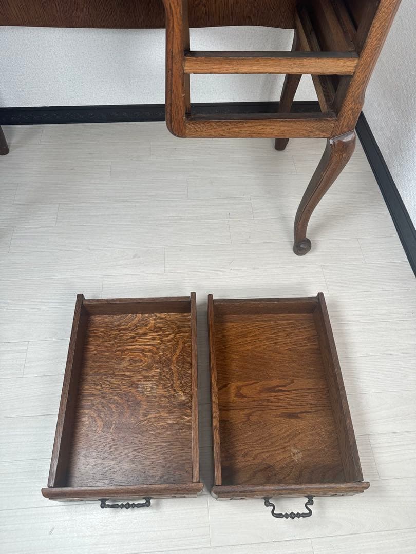 三越 ブルージュ Brugge オーク材 猫脚 デスク ヨーロピアン ※i1※