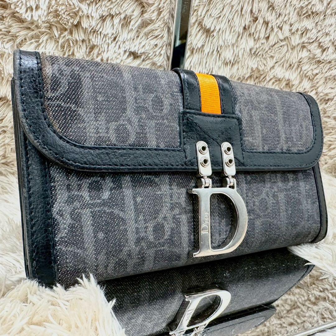 【美品】DIOR 長財布 トロッター オブリーク 二つ折り グレー