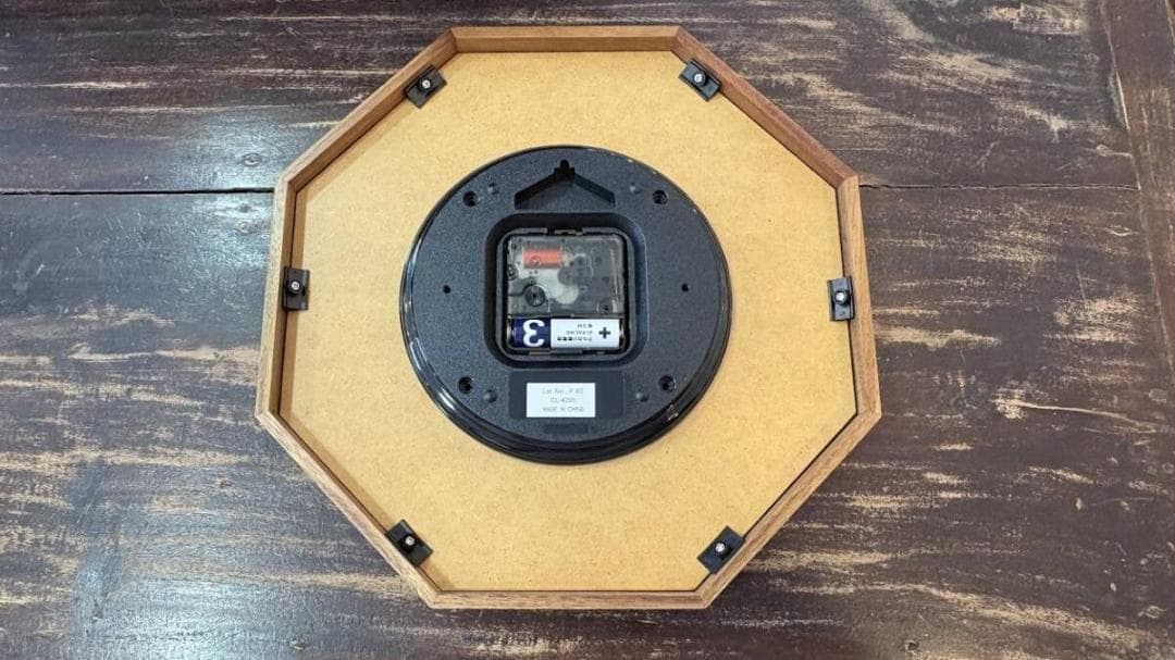 掛け時計 ウォールクロック シンプル 八角形 風水 べっ甲調 木フレーム