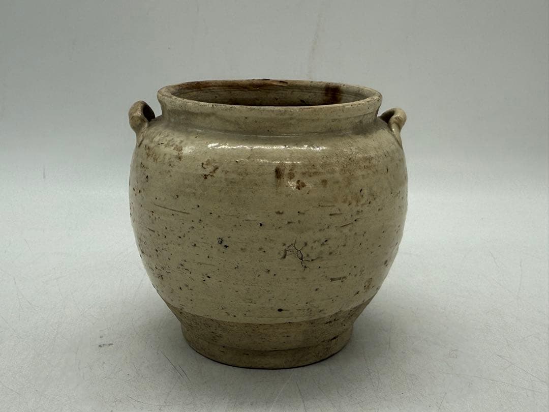 中国　宋時代　雙耳　白釉小壺　アンティーク　送料込み260202