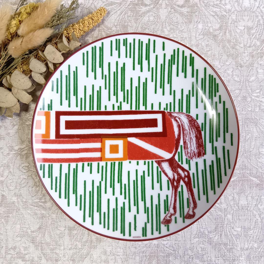 エルメス HERMES イポモビル プレート 皿 21.5cm 未使用 馬尻尾