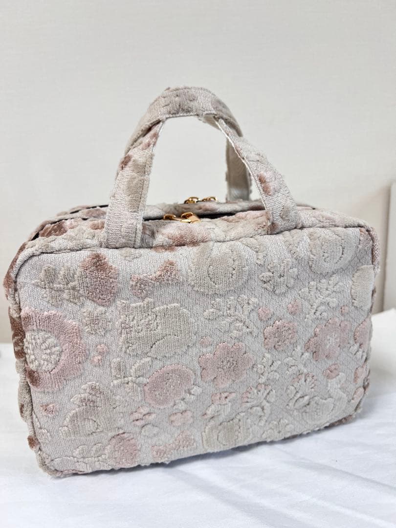 ツインポーチM もふもふノスタルジア　ミルクティ　ハンドメイド