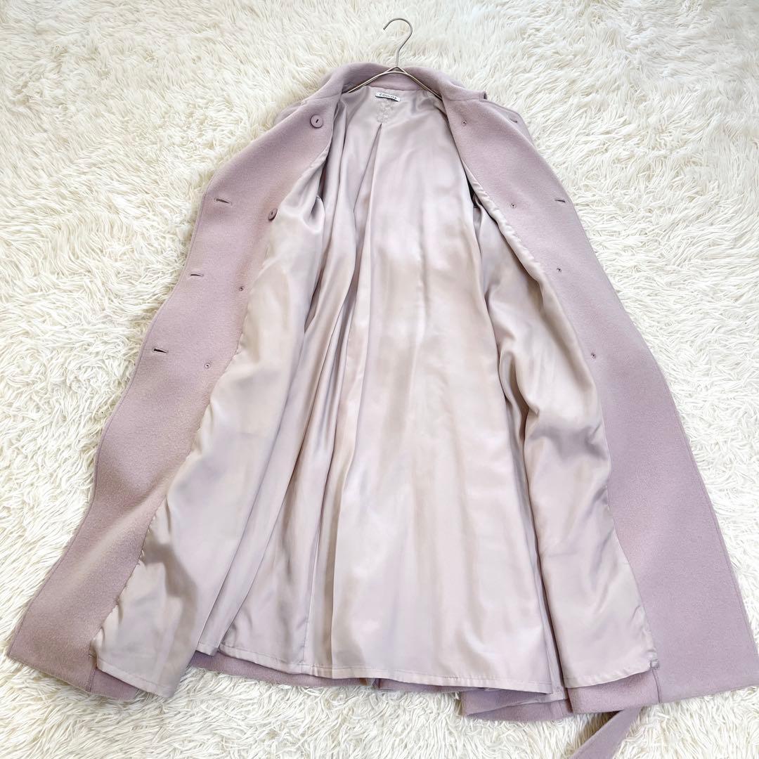 コヒナ バックフレアウールコート ベルト ロング ダブル ベルテッド Aライン