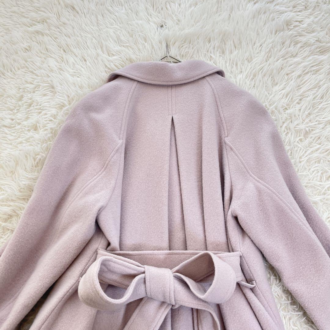 コヒナ バックフレアウールコート ベルト ロング ダブル ベルテッド Aライン