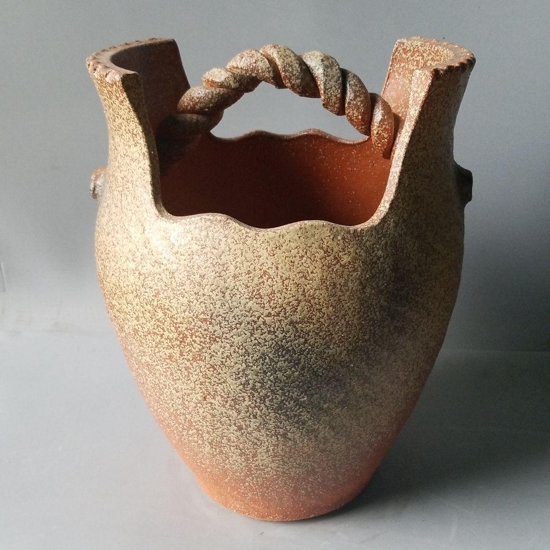 信楽焼傘立て 大容量❗手桶火色 高さ４７cm