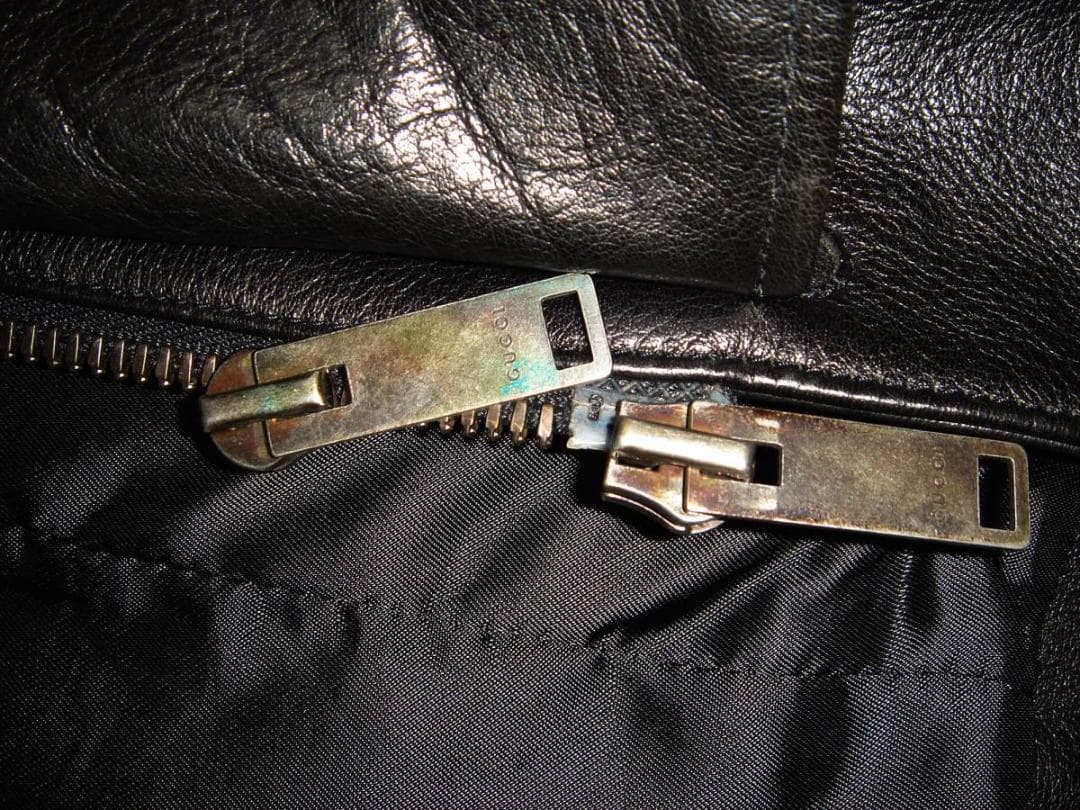 グッチ ライダース モーターサイクル レザー ジャケット 44 黒 革 ブラック