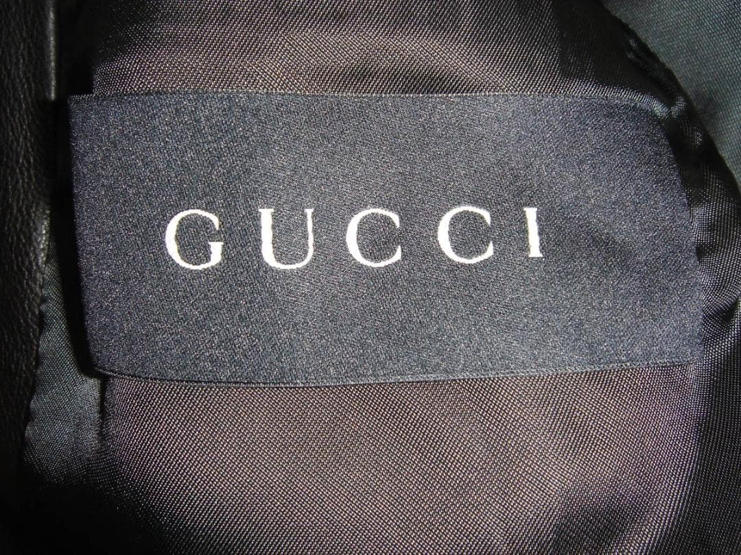 グッチ ライダース モーターサイクル レザー ジャケット 44 黒 革 ブラック