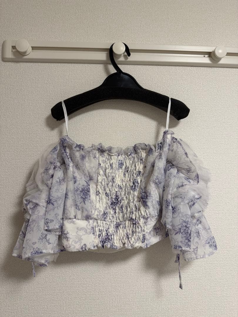 Riu (リウ) ギャザーオフショルダートップス　ブルー