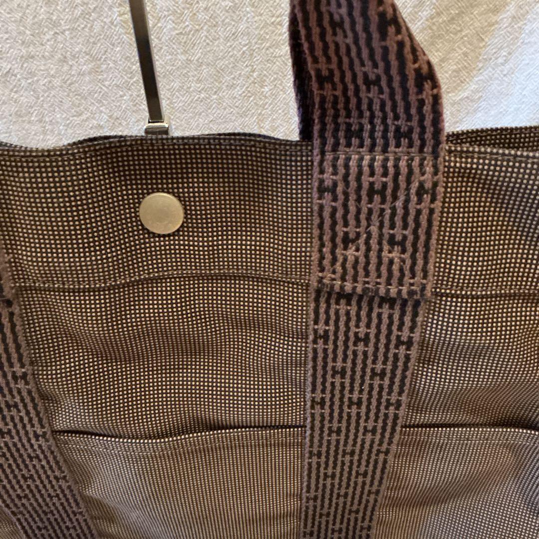 エルメス HERMESエールラインMMグレーナイロンキャンバストートバッグ