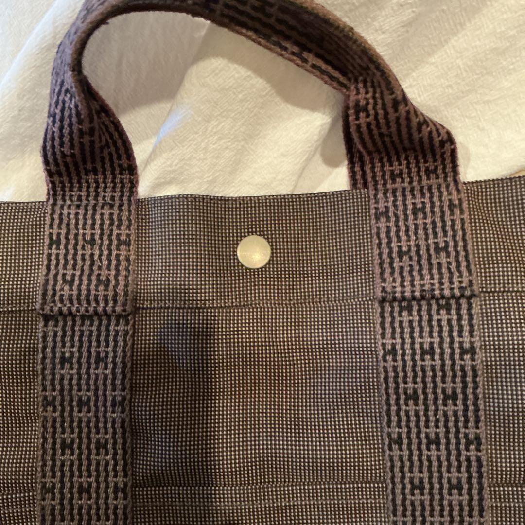 エルメス HERMESエールラインMMグレーナイロンキャンバストートバッグ