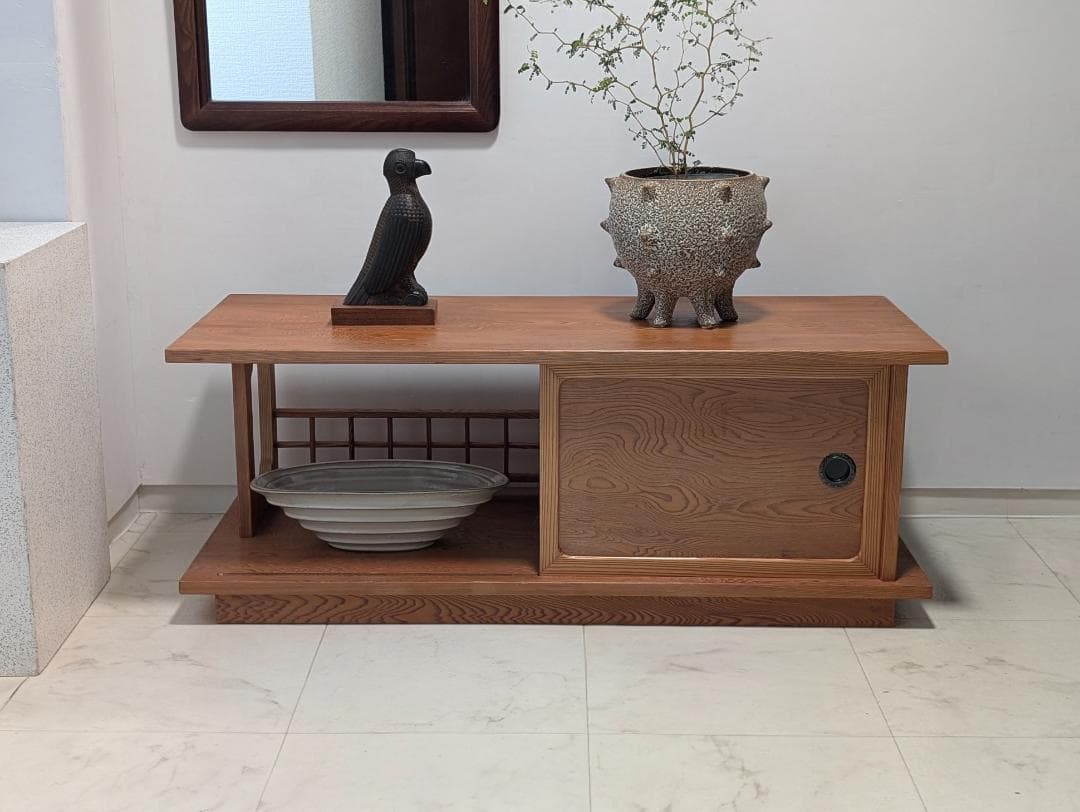 USED 屋久杉 飾り棚 キャビネット 置床 大川家具 ジャパニーズモダン 希少