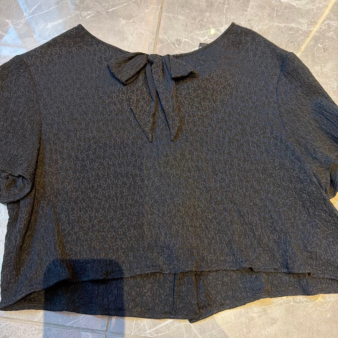 CHANEL ブラック シャツ 34サイズ リボン付き