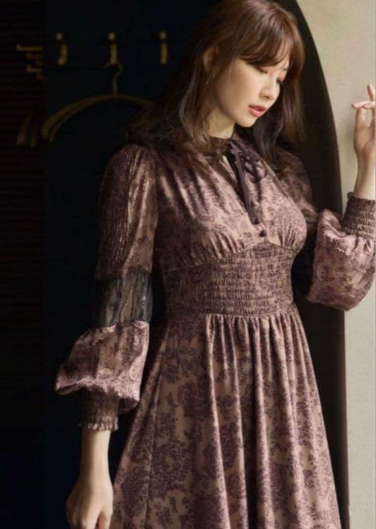 m☆Winter Floral Long-sleeve Dress