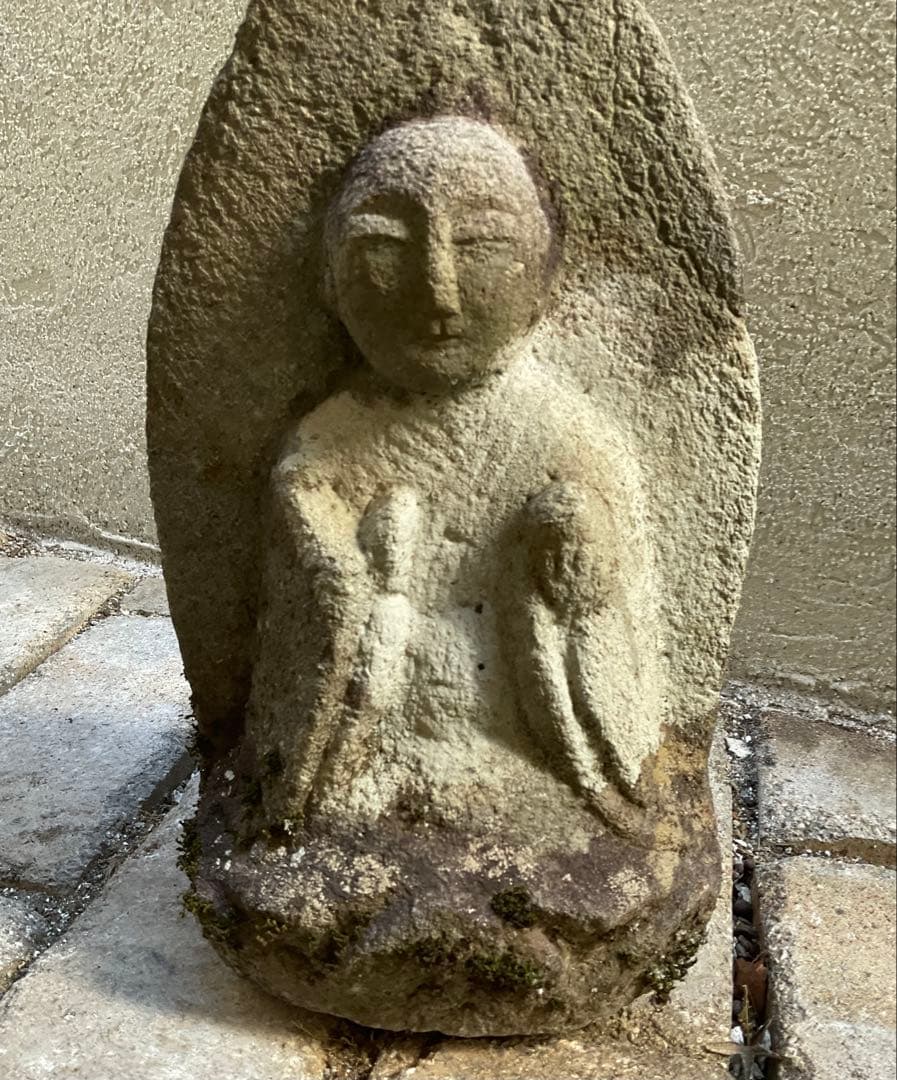 宝珠地蔵　地蔵菩薩　石仏　仏像　高さ約35cm　新潟県　江戸時代　仏教美術