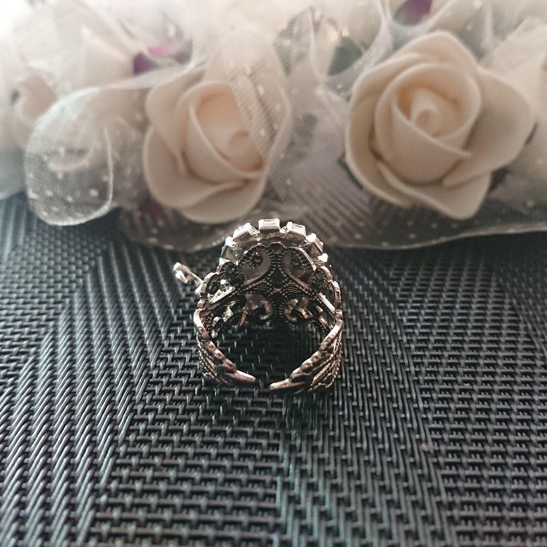 ＊No.265＊☆高級感!!☆ブラックカメオストーン薔薇デザインプレートリング＊