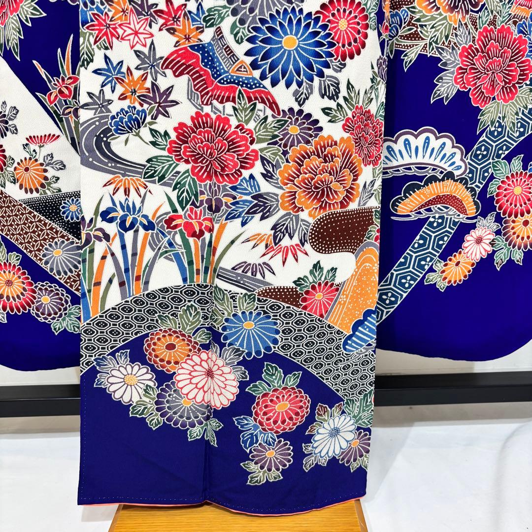 振袖フルセット　7点セット　長襦袢付き　身丈158 青　成人式　前撮り　f26