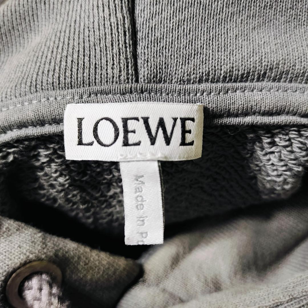 【美品】ロエベ アナグラム ロゴ刺繍 パーカー グレージュ オーバーサイズ