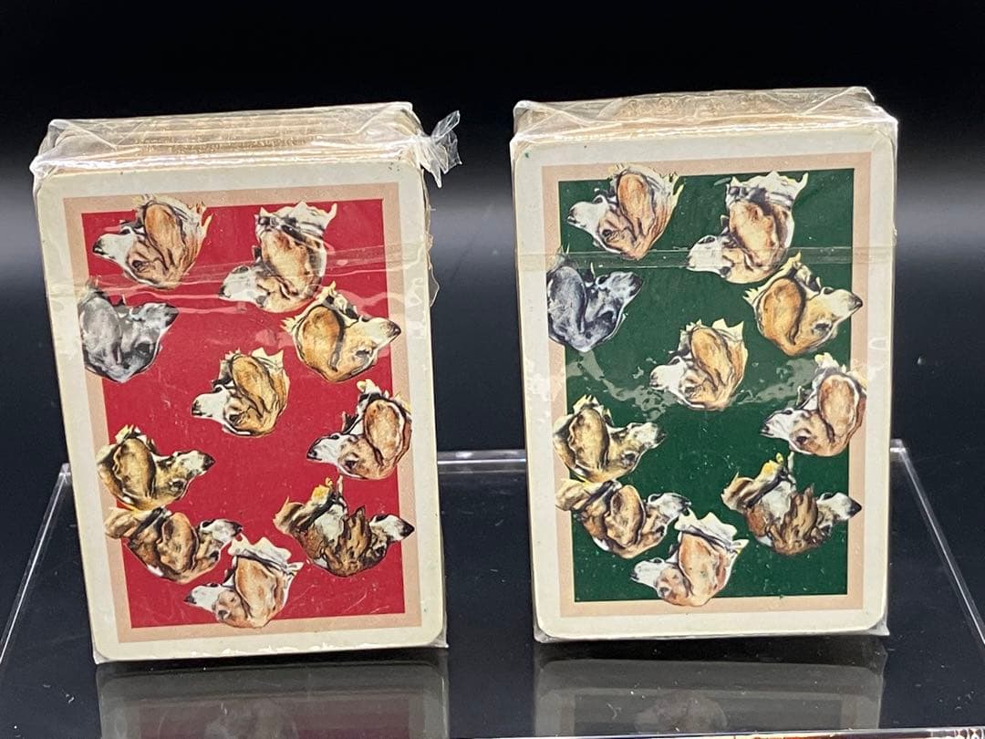 美品/エルメス ドッグプリント ミニ トランプ レザーケース レッド 未使用品