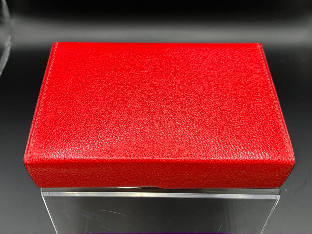 美品/エルメス ドッグプリント ミニ トランプ レザーケース レッド 未使用品