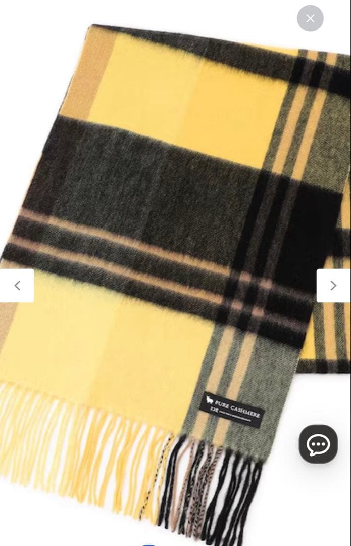 最終値下　23区　美品カシミヤ 100%チェック マフラー　イエロー